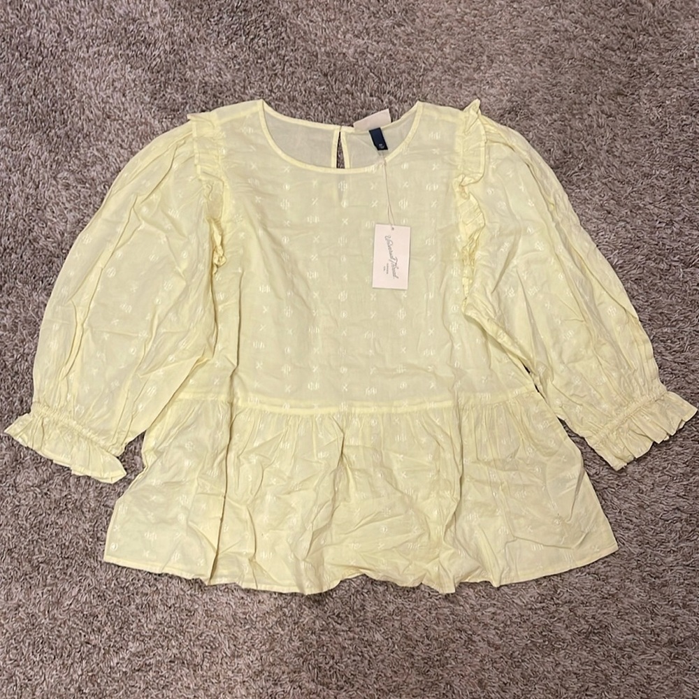 Universal Thread Pale Yellow Ruffle Peasant Blouse